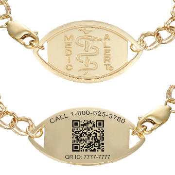 QR Code Santa Rosa Medical ID Bracelet 14k Gold, Gold, large image number 0